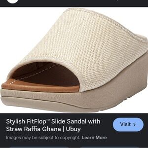 Fitflop Women's Cream Raffia Slide Wedge Sandals